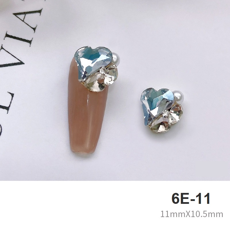Charm đá khối pha lê ngọc trai & kim cương siêu sáng | trang trí móng tay 6e
