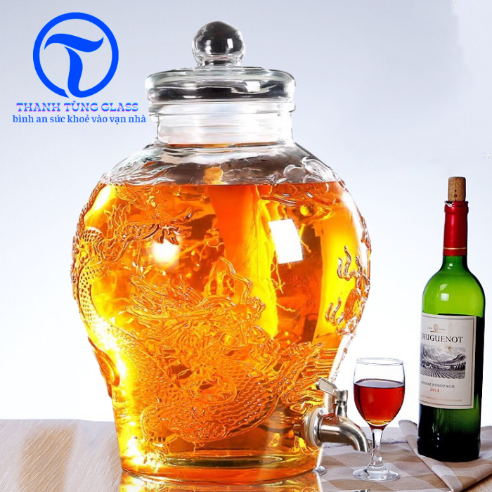 Bình ngâm rượu thuỷ tinh Chum Rồng 8 Lít