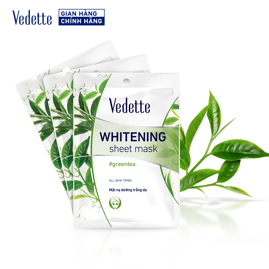 Combo 10 Mặt nạ giấy trắng da Vedette Trà Xanh 22ml