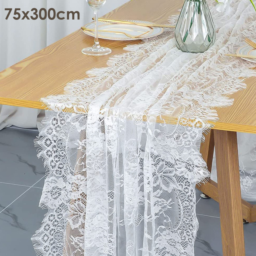 10ft thêu hoa ren bồi bàn cổ điển trắng/đen tiệc cưới trang trí bàn bảng bìa cho tiệc cưới
