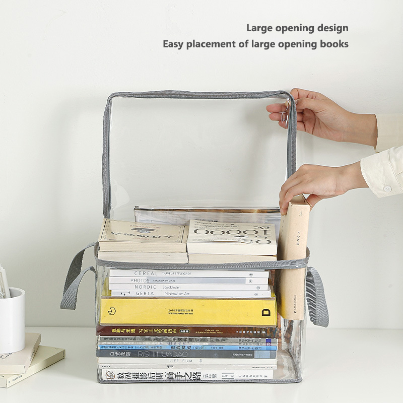 Storage bag Transparent dustproof and waterproof storage box Foldable portable book organizer