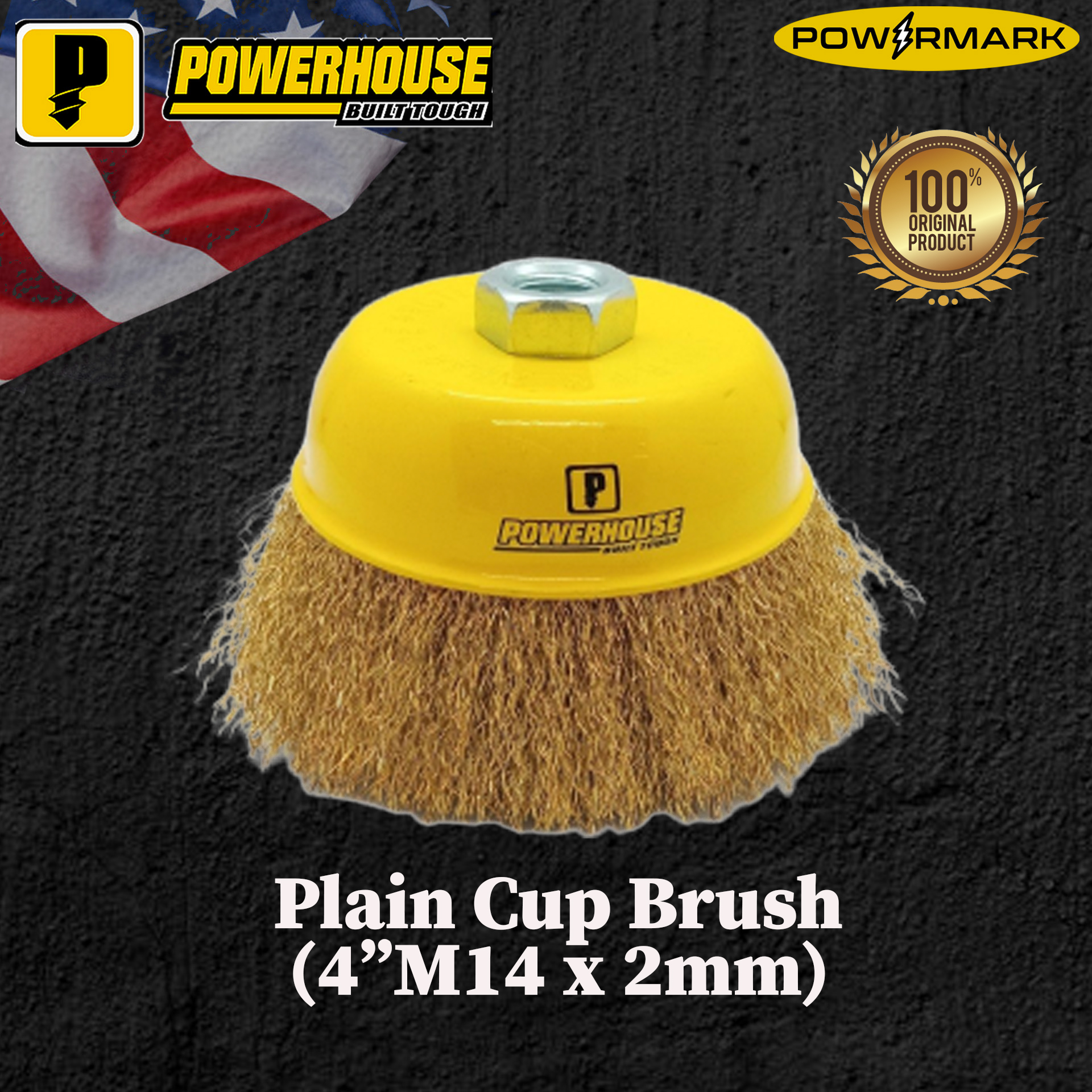 POWERHOUSE PLAIN Cup Brush (4"M14 x 2mm) [POWERMARK PAC] Lazada PH