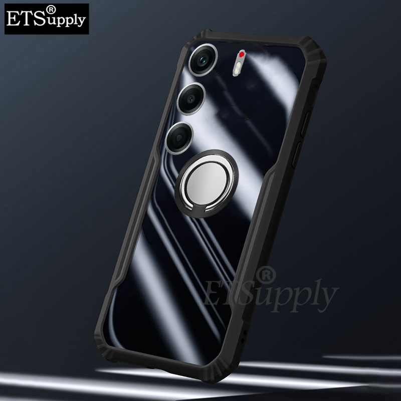 Phone case Tecno Camon 40Pro Hard Clear Transparent Shockproof Armor Car Adsorb Holder Ring Back cover Tecno Camon 40 Pro +.