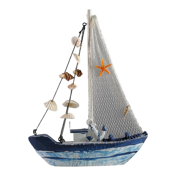 Wooden Miniature Sailing Boat Wooden Sailing Boat Model Decor Miniature Reusable Nautical Home Decor Fishing Boat Ornament for Bathroom boosted
