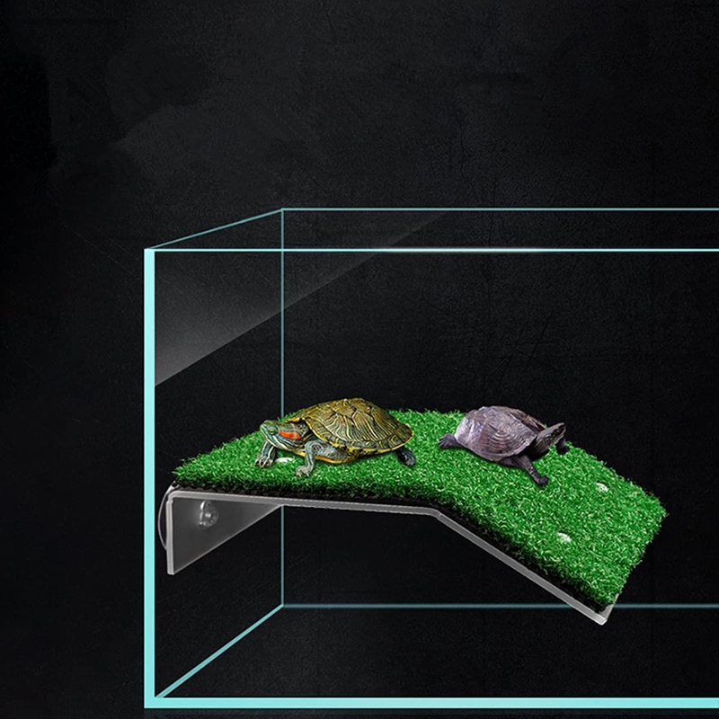 Lawn Turtle Basking Platform Turtle Resting Basking Platform, Simulation Grass Turtle Ramp for Turtle Tank, Reptile