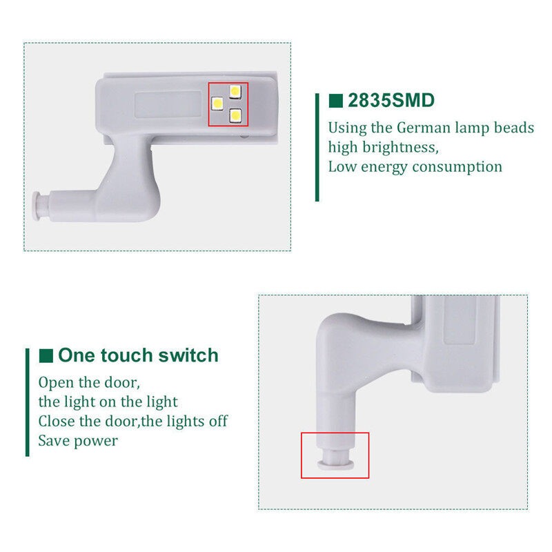10PCS Universal LED Inner Hinge Lamp Cabinet Induction Light Wardrobe Cupboard Sensor Lights Bedroom Kitchen Closet Night Lamp