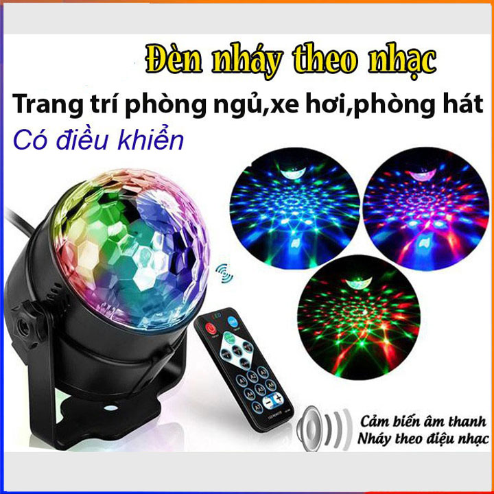 Đèn LED quả cầu xoay pha lê 7 màu