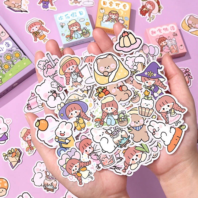 Hộp 50 tờ sticker dán cute