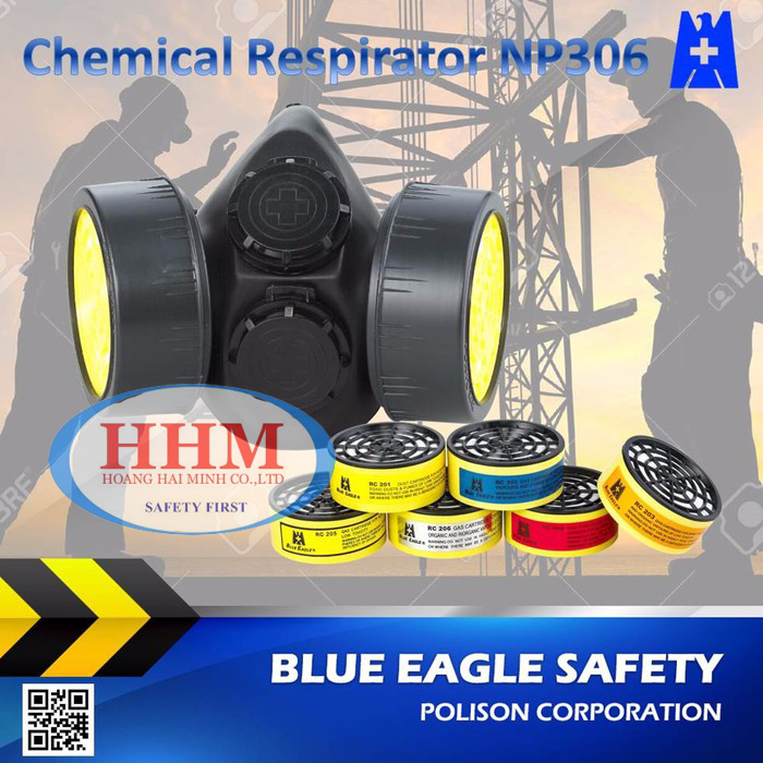 Bộ Mặt nạ phòng độc Blue Eagle NP306 và 2 phin lọc RC203