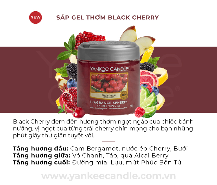 Yankee Candle Scented Gel Wax - Black Cherry (170g)