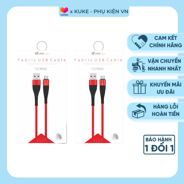 Cáp Sạc Dù [Freeship] Cáp Sạc Nhanh Kuke 6A 1m - E71 (Micro), E72 (Lightning), E73 (TypeC)