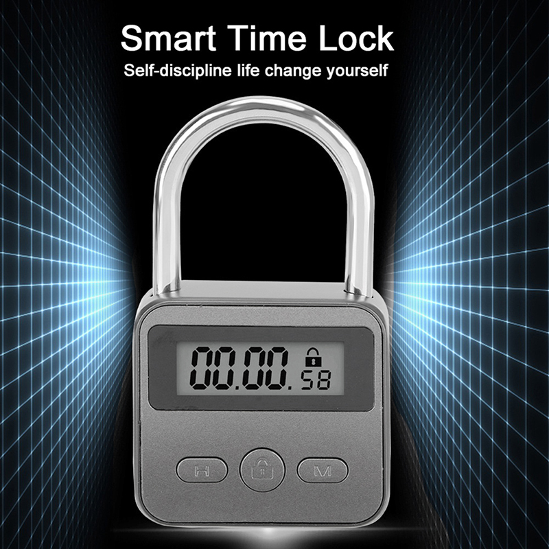 Smart Time Lock LCD Display Electronic Timer Switch USB Rechargeable Timer Padlock Travel Electronic Timer