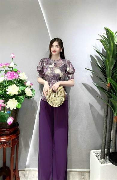 SET ĐỒ LAM ÁO BÀ BA TAY BÚP FREESIZE DƯỚI 70KG