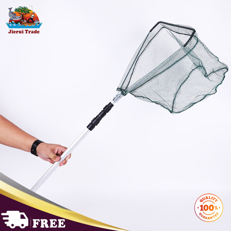 1.5M Fishing Landing Net With Telescoping Pole Handle Fishing Net  Freshwater For Kids Men Women Extend To 26.7-43.3 Inches