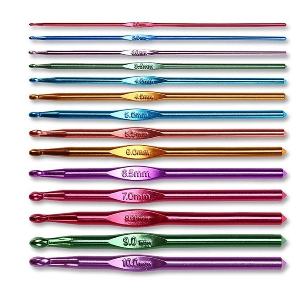 14 X Aluminum Crochet Hooks Knitting Needles Weaving Needles Crochet Hooks  Set, 2.0Mm / 2.5Mm / 3.0Mm / 3.5Mm / 4.0Mm / 4.5Mm. / 5.0Mm / 5.5Mm / 6.0Mm  / 6.5Mm / 7.0Mm / 8.0Mm / 9.0Mm / 10.Mm 