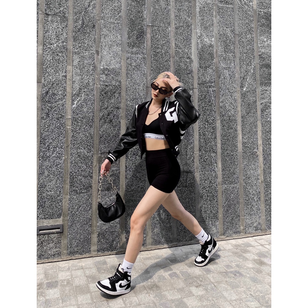 Áo Khoác Croptop Nữ Nhung Form - S1 - Màu Đen