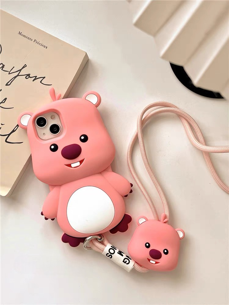 Ốp Lưng Gấu Loopy Silicon Chống Sốc Có Dây Đeo Cho Iphone