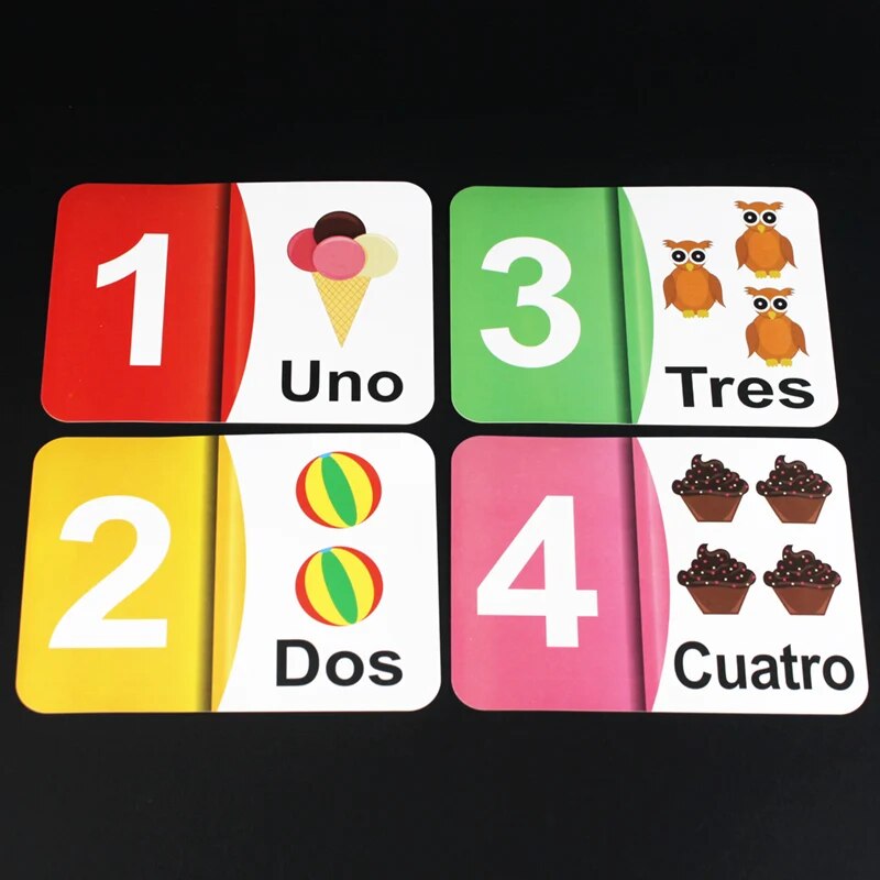 28Pcs Kids Montessori Spanish Cards Baby Learning Spanish Number Words Flash Cards For Children Early Educational For Learn Toys
