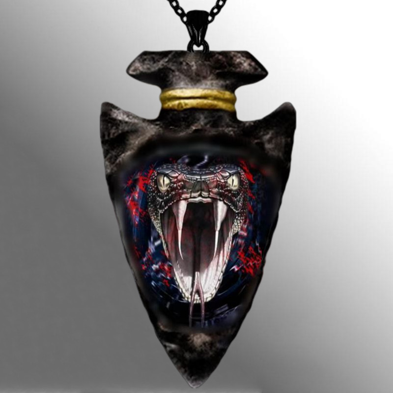 temu new creative python maniac python head triangle spearhead pendant hip-hop trendy men's necklace