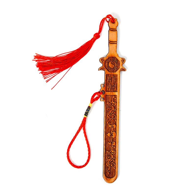 Feng Shui Tai Chi Eight Diagrams The Peach carving Wood Sword Handicraft Home Carving Decoration Accessories Decor. 