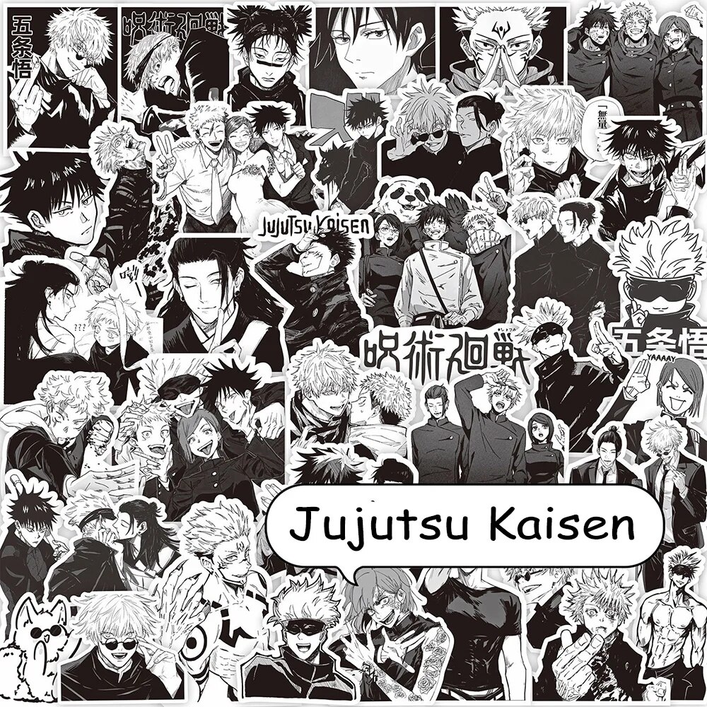 10/30/60%20s%20Jujutsu%20Kaisen%20Anime%20Stickers%20Black%20White%20Cartoon%20Decals%20DIY%20Decoration%20Scrapbooking%20Laptop%20Phone%20Stationery%20Kid%20Toy%20-%20Image%202
