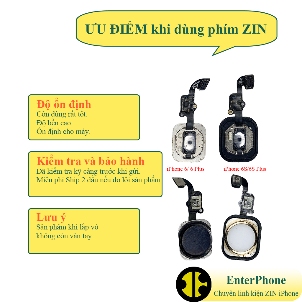 Phím home iP 6, 6 Plus, 6S, 6S Plus zin bóc máy