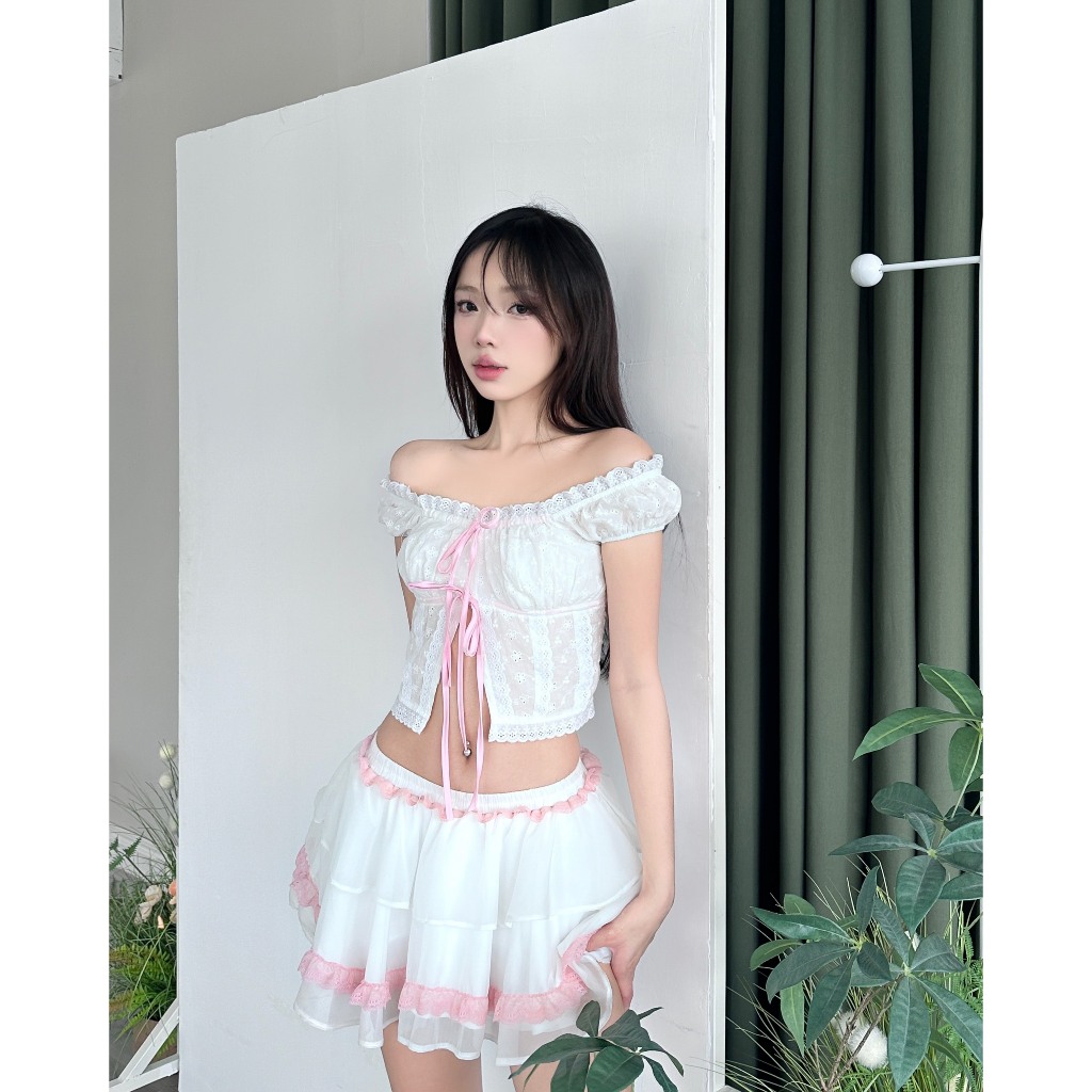 [VOUCHER 12%/149K] Chân váy xòe phối ren MONÁ - SELINA