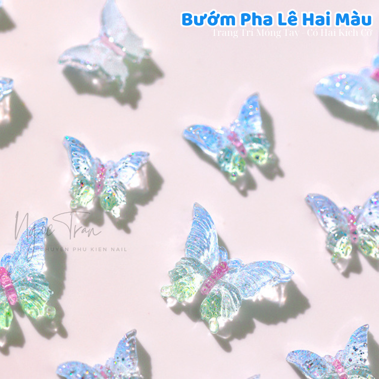 Charm Bướm Pha Lê Xanh Sapphire | Trang Trí Móng Tay