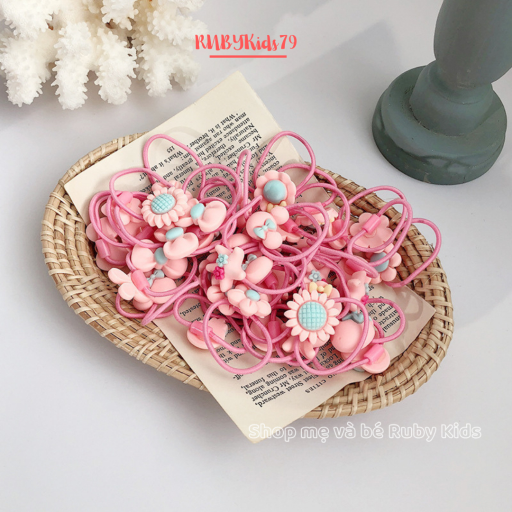 Dây cột tóc cho bé set 40 sợi, cột tóc cho bé gái đáng yêu nhiều màu sắc - rubykids79