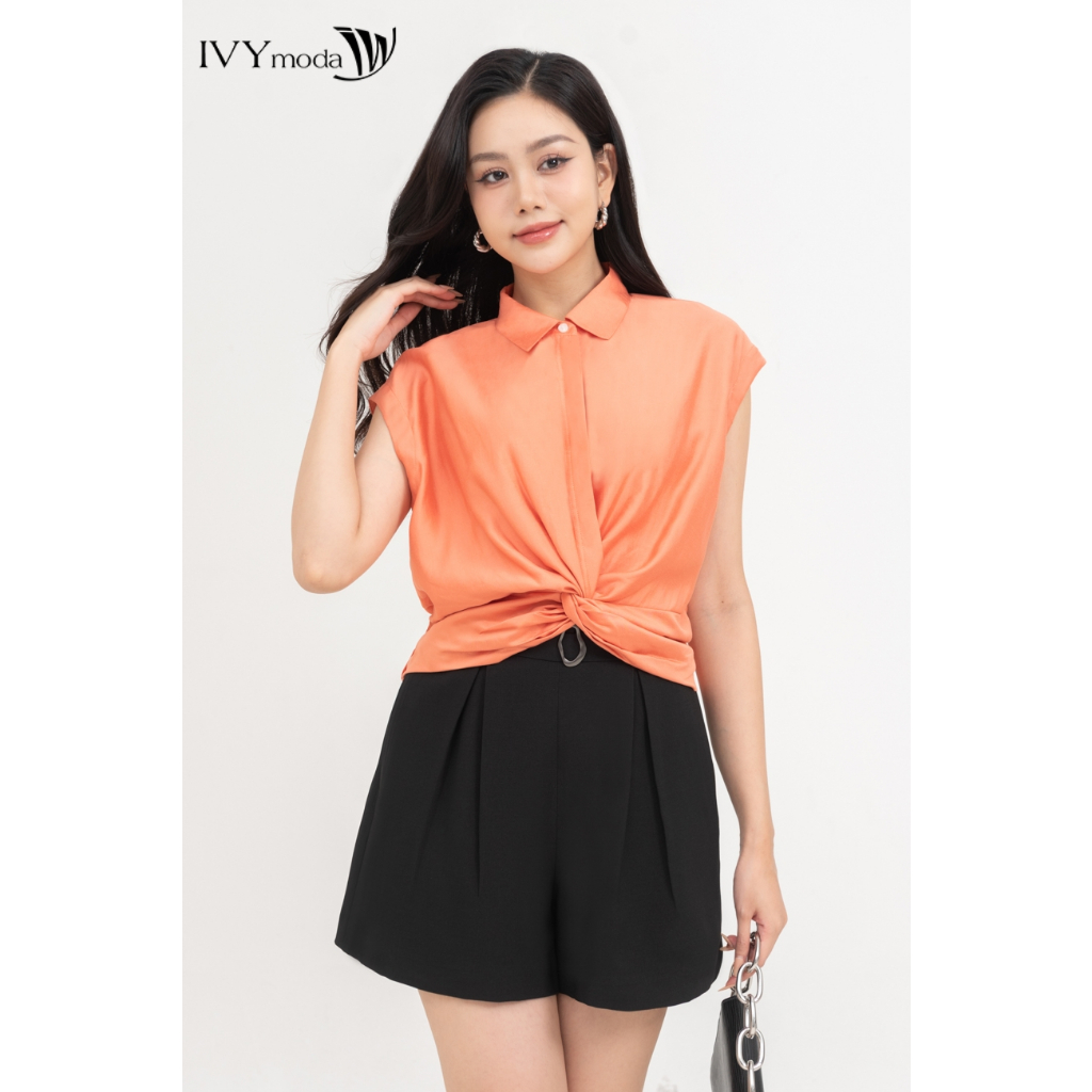 Áo sơ mi tay hến xoắn eo IVY moda MS 15M8657