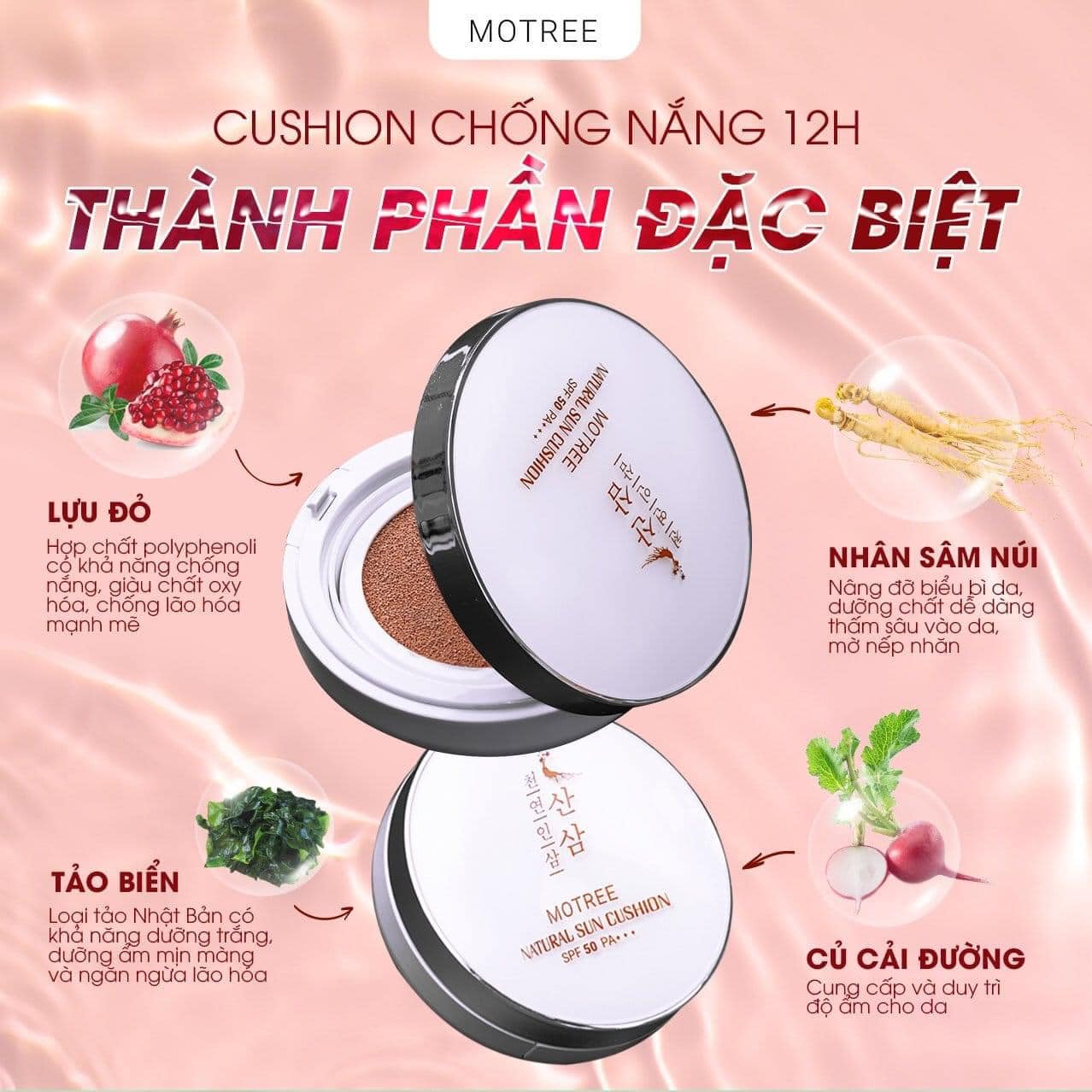 [ THẾ HỆ MỚI ]Phẩn Phủ Cushion Chống Nắng Lựu Sâm Motree