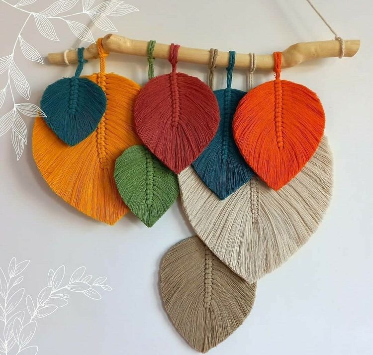 Mành lá treo trường trang trí macrame
