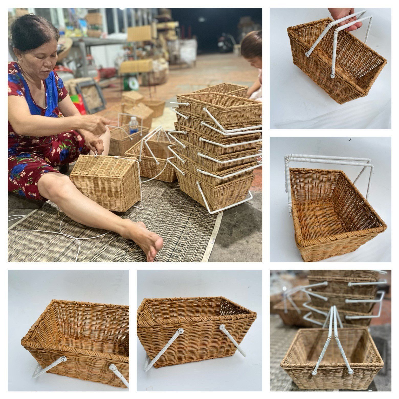 Giỏ Picnic Mây Có Quai có lót vải