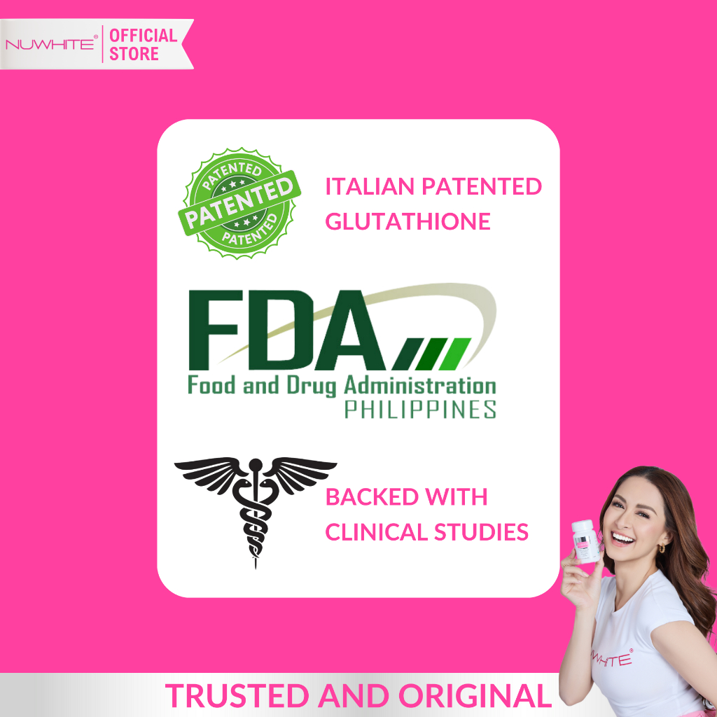 is nuwhite glutathione fda approved Did you know that 200mg S-Acetyl 10 times more potent than traditional glutathione? It's the perfect choice if you're looking to achieve healthy skin, restored radiance, and stronger intracellular Nuwhite S-Acetyl Glutathione with Collagen