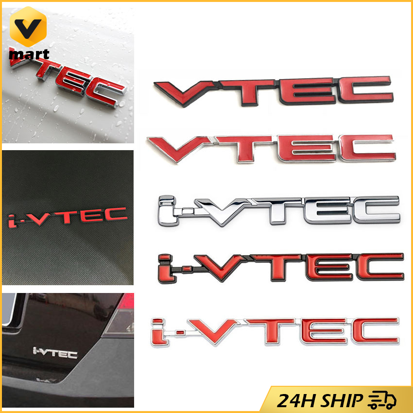 Autocollant 3D Chromé I-VTEC Et 2.4 - Pour Honda Civic, Accord, CR-V - Décoration Voiture