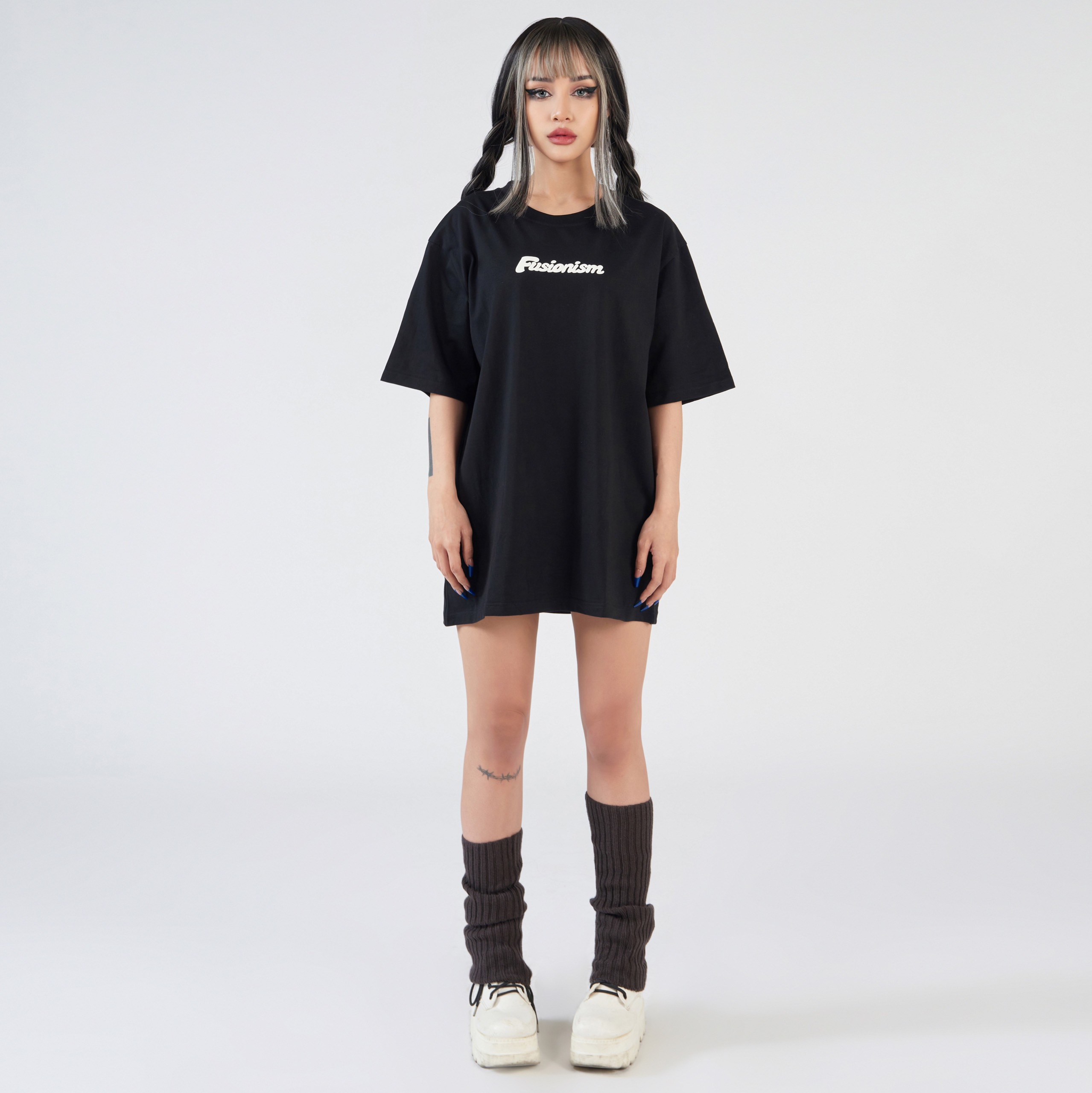 Áo thun in nổi Basic Fusionism - Màu Đen - Unisex - Form Oversize