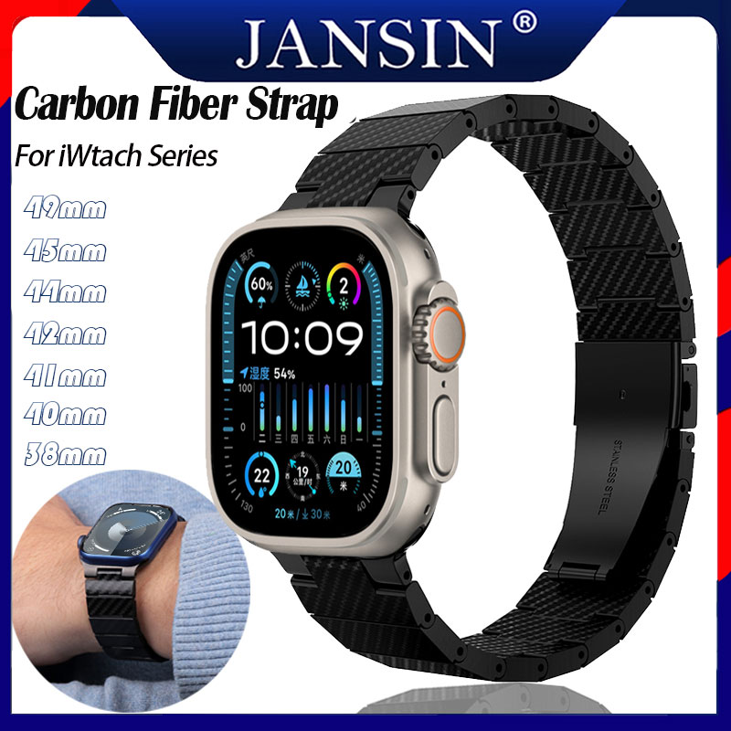 Dây đeo bằng sợi carbon cho apple watch ultra 2 ban nhạc 49mm dây đeo bằng sợi carbon nhẹ cho apple watch series 9 8 7 6 5 4 3 se 2 45mm 41mm 44mm 40mm 42mm 38mm