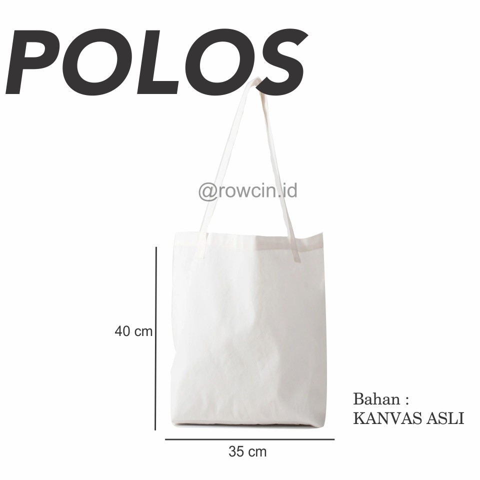 TOTEBAG POLOS BAHAN KANVAS TAS TOTE 40x35 cm Totebag Warna Putih