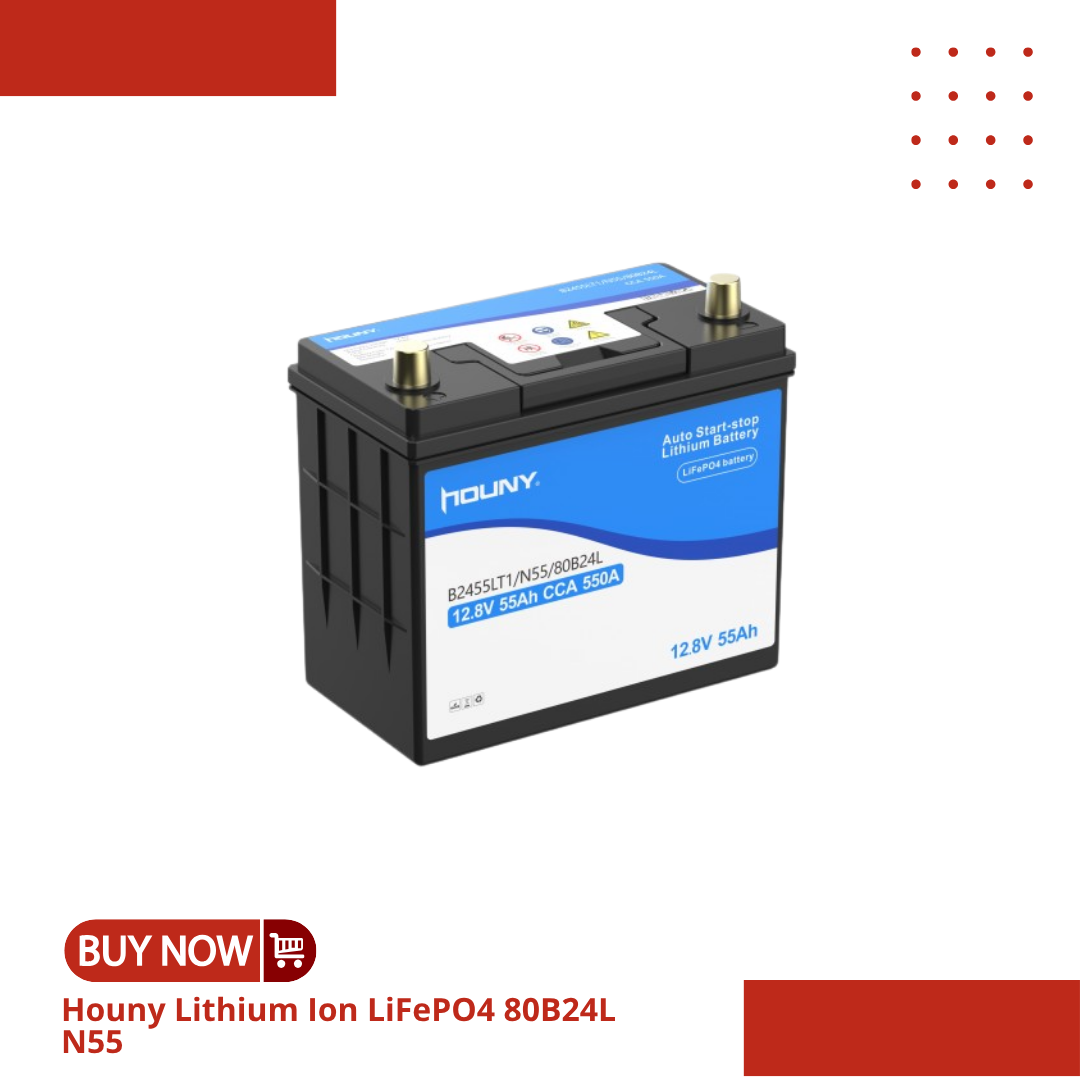 HOUNY 12.8V 55Ah Lithium Car Battery | N55 80B24L | 550CCA