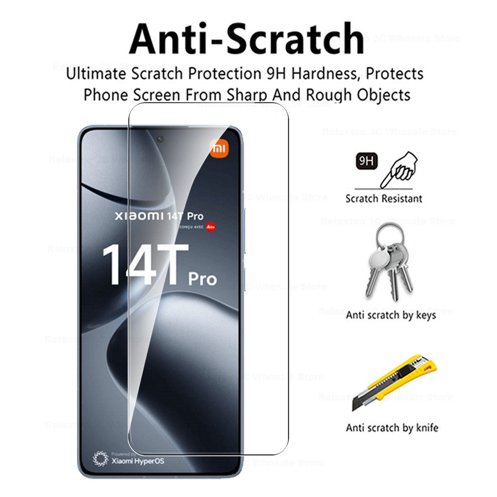 For Xiaomi 14T Pro 3PCS HD Anti-Scratch Tempered Glass Protector for xiaomi 14t pro MI 14T PRO 6.67 inches No Black Edge Screen Protector Full Coverage. 