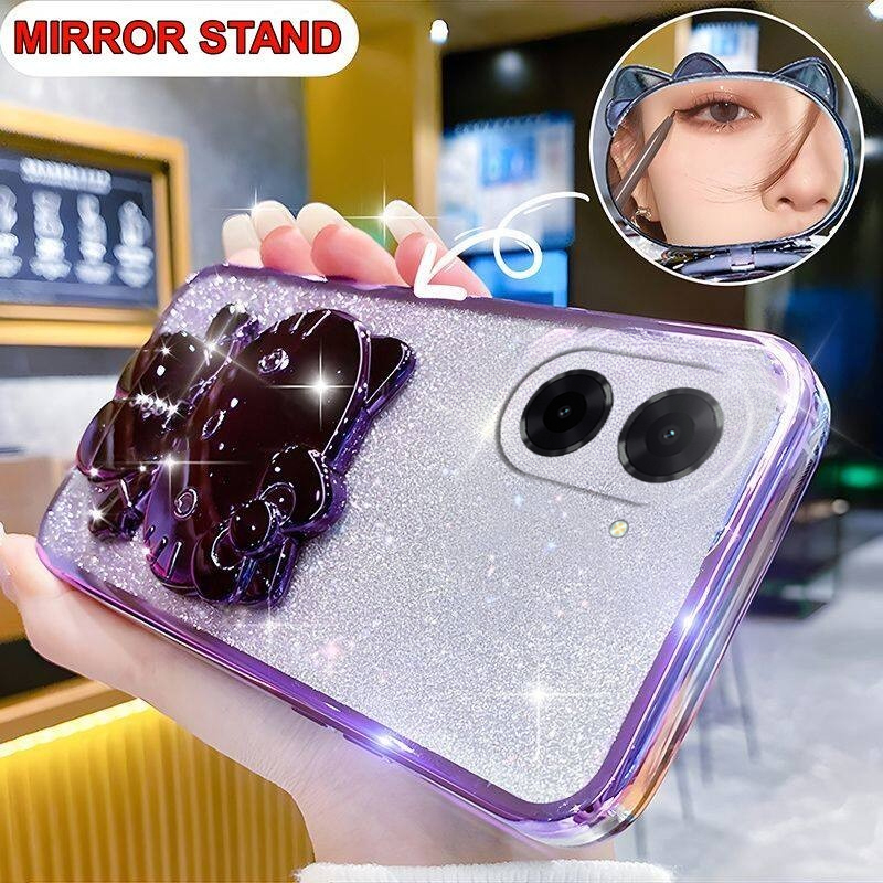 New Phone case Xiaomi Xiaomi Poco C71 Back cover Camera Protection Semi Transparent Soft Silicone Rabbit bracket Shockproof Exquisite Glitter Powder for Xiaomi Poco C71 case. 