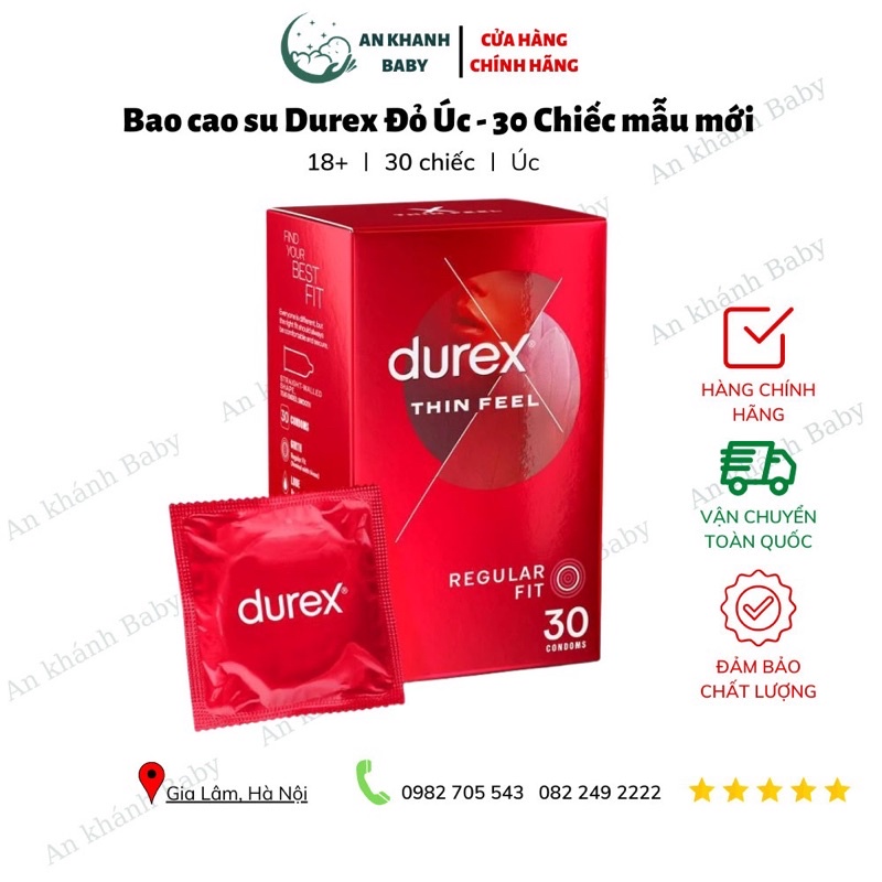 Bao cao su Durex Fetherlite chính hãng Úc - Hộp 30 chiếc