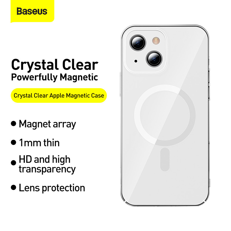 Baseus Ốp Nam Châm Cho iPhone 13 Pro Max 13 Pro 13 Tương Thích Với MagSafe Ốp Lưng Nam Châm Trong Suốt Góc Giảm Sốc Hỗ Trợ Sạc Không Dây