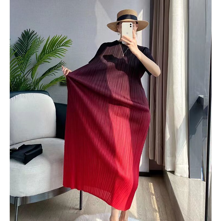 Đầm Xếp Ly Màu Gradient Cao Cấp Thời Trang Dành Cho Nữ