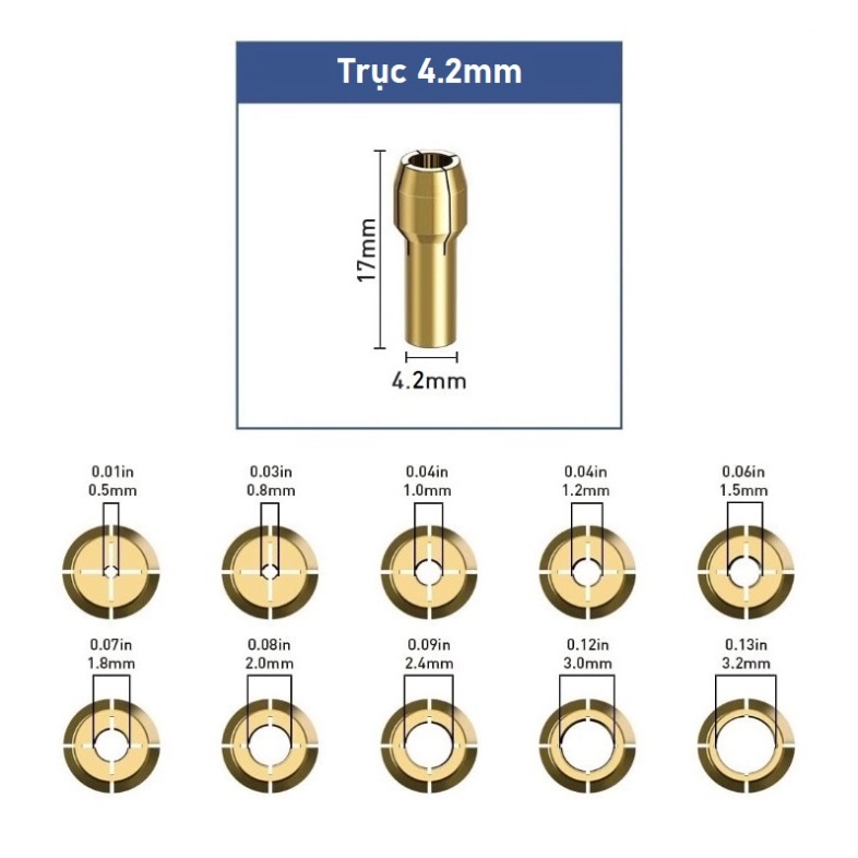 Đầu kẹp mũi khoan 0.5mm – 3.2mm trục 4.2mm / 4.8mm