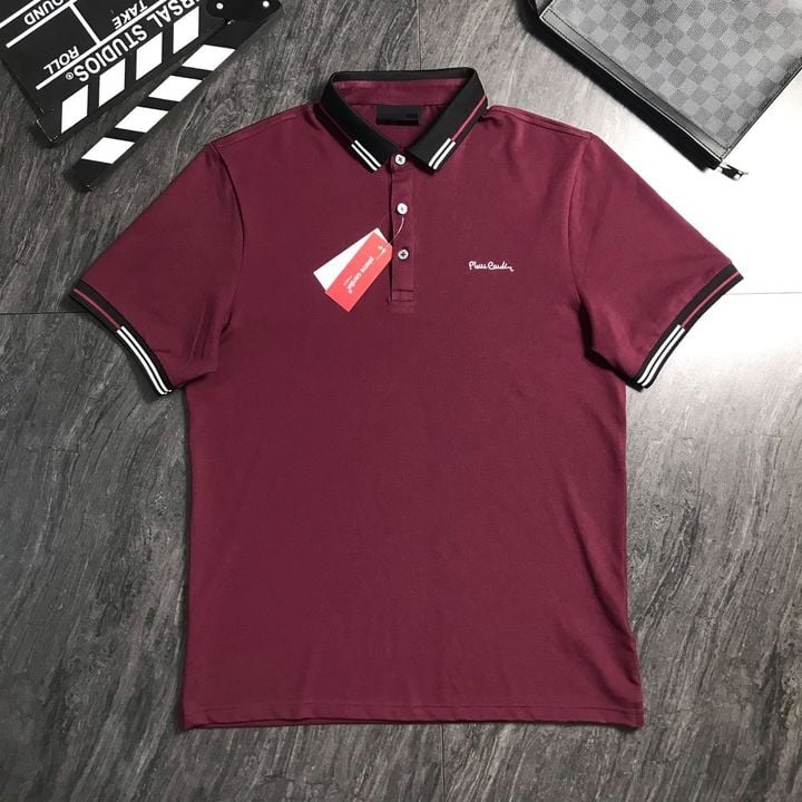 Áo thun ngắn tay có cổ nam chất cotton dày mát màu đỏ phối viền, kiểu dáng Hàn Quốc siêu đẹp, áo polo nam full size (45-78kg) Kingshopps A43