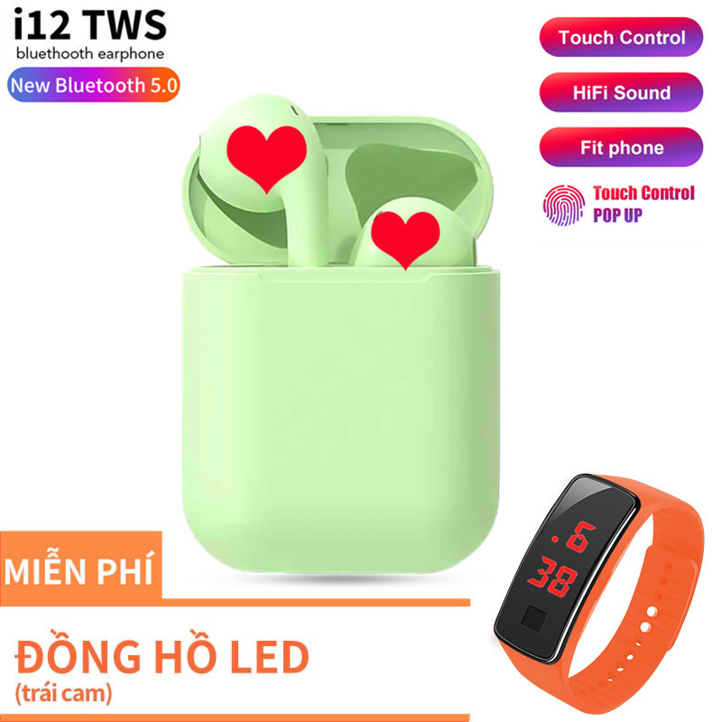 Tai nghe bluetooth i12 kl hỗ trợ mọi dòng máy , tai nghe bluetooth mini, tws bản nâng cấp chip 5.0, tai nghe nhét tai không dây i12, tai nghe buetooth cảm ứng