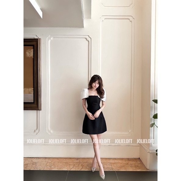 Váy đen tay trắng bồng Katie - JOLIE LOFT