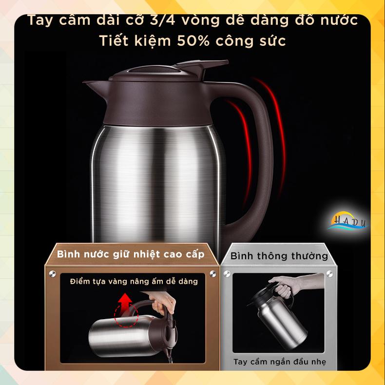 Phích Giữ Nhiệt 50 Tiếng Inox 316 SSGP 2 Lít, Bình Trà, Cafe Giữ Nóng Lạnh, Vòi Chống Bắn Nước, Tay Cầm Tiện Lợi, An Toàn Cho Gia Đình, Văn Phòng