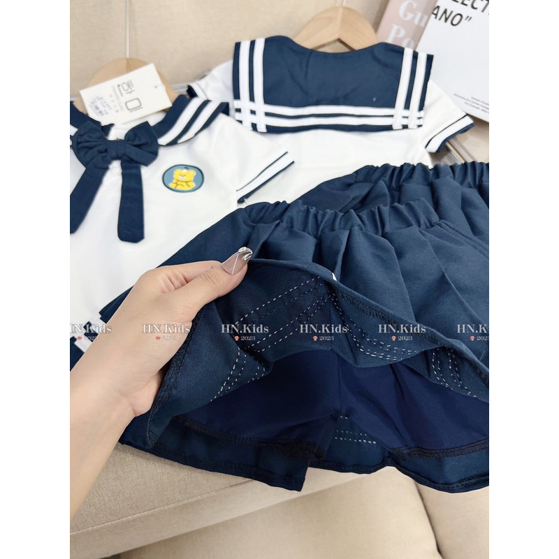 [SET BÉ GÁI] Bộ học sinh thuỷ thủ phối nơ xinh xắn cho bé gái (10-28kg)